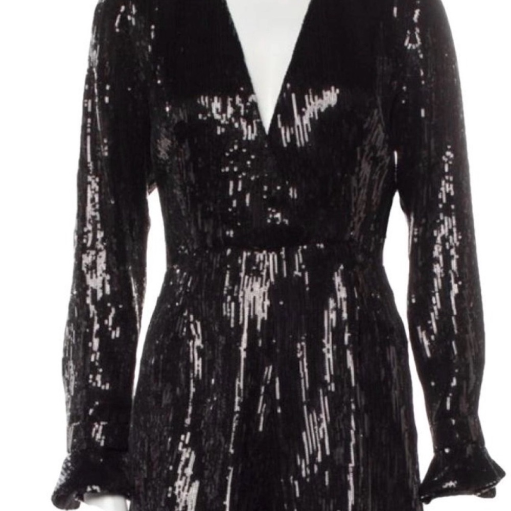Retrofete Black Sequin Long Sleeve romper